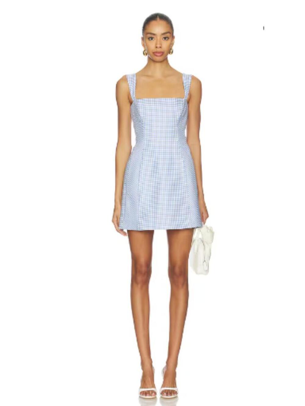 Amanda Uprichard - Bethany Skort Romper - Blue Gingham